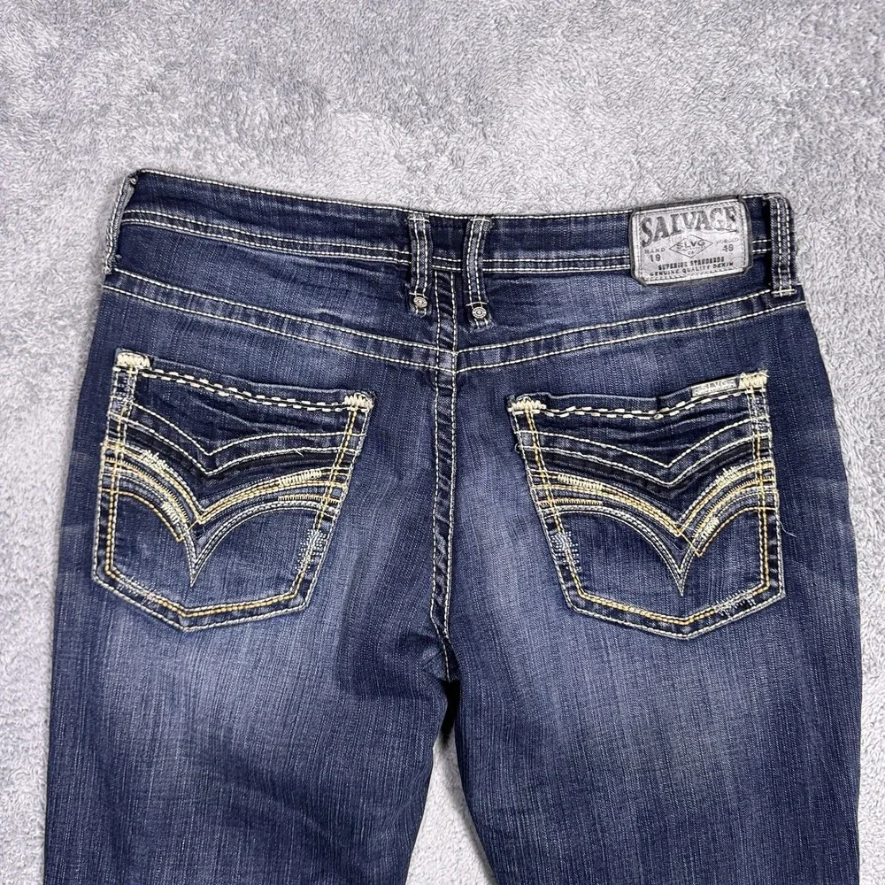 Salvage Jeans Mens 36R Mayhem Regular Straight Denim Whisker Thick Stitch 23-460